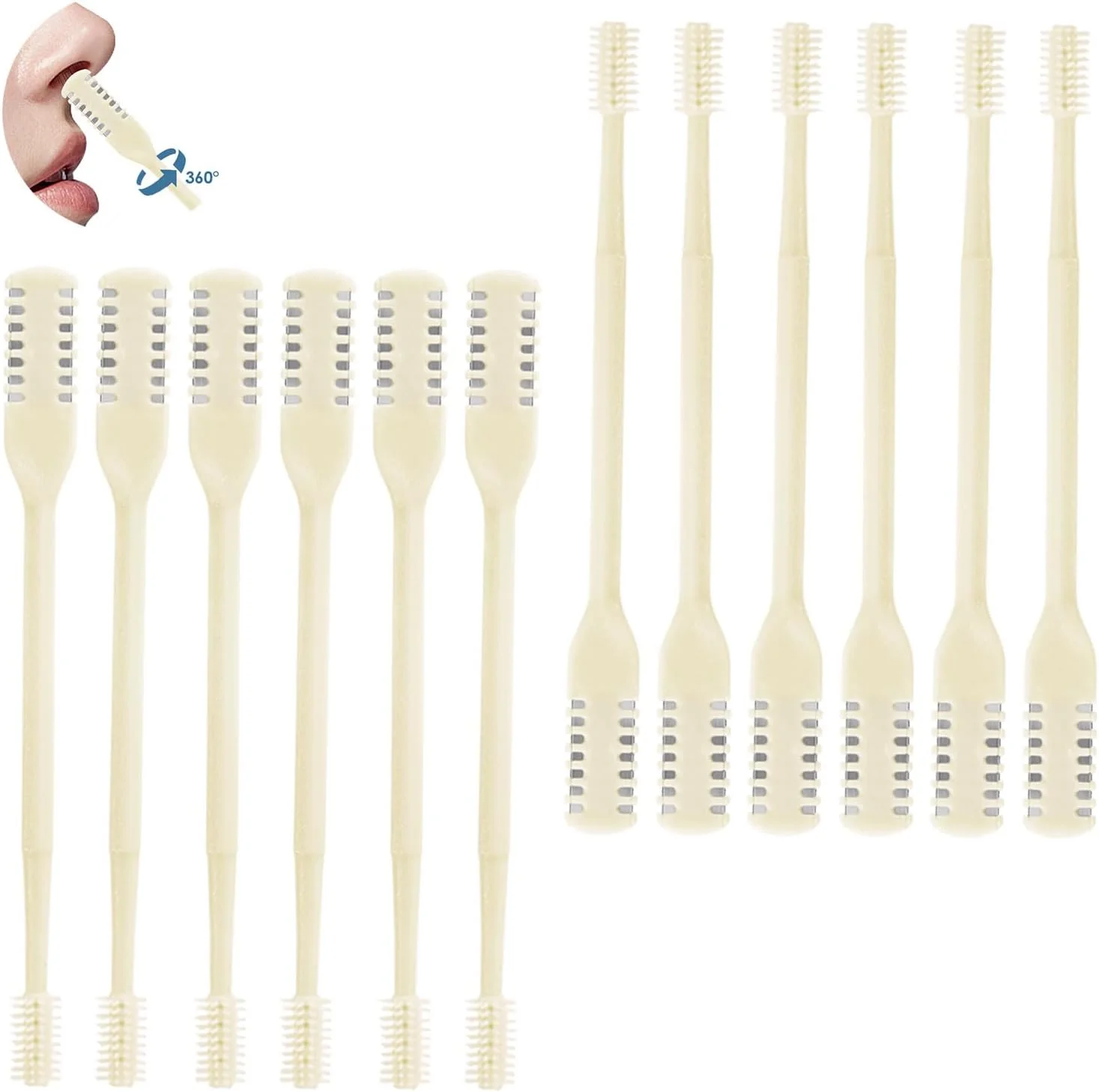 12 Pcs 2-in-1 Nasal Hair Cutter, Upgrade Double Sided Nose Hair Knife, 360° Nostril Hair Remover Tool, Nose Hair Trimmer for Men