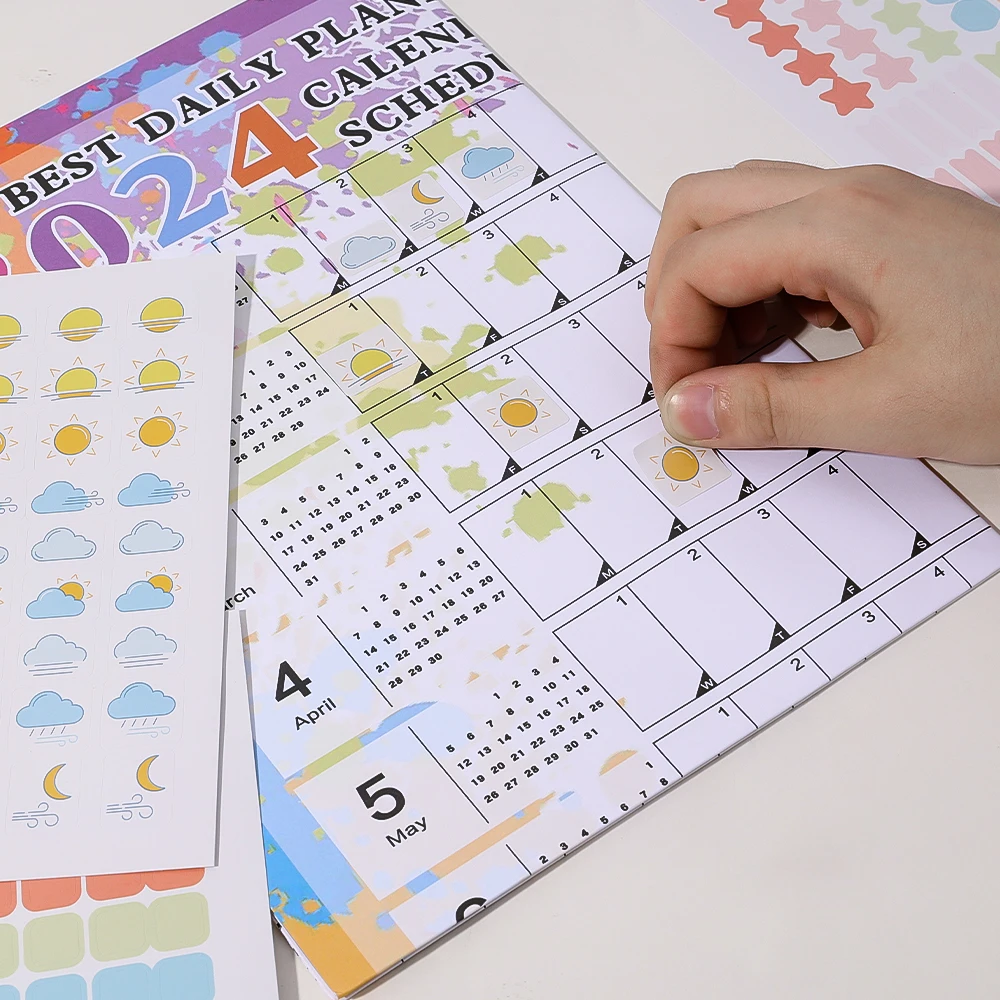 2024 Wall Hanging Calendar Daily Planner Large 366 Days Sheet Memo Pad To Do List Agenda Schedule Adult Child Educational Toys