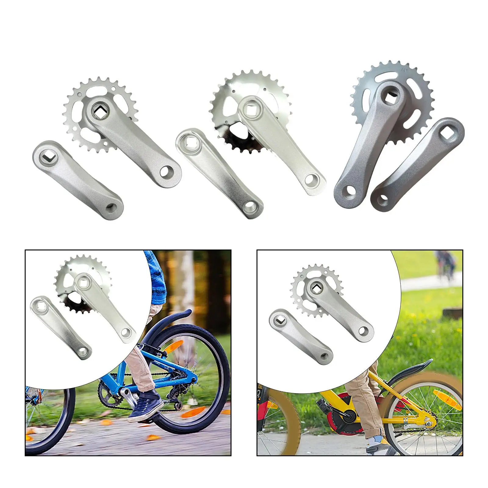 Kids Bicycle Crankset Outdoor Portable Riding Sturdy Replaceable Accessories Square Hole Crank Arm Set Child Bike Crank Set