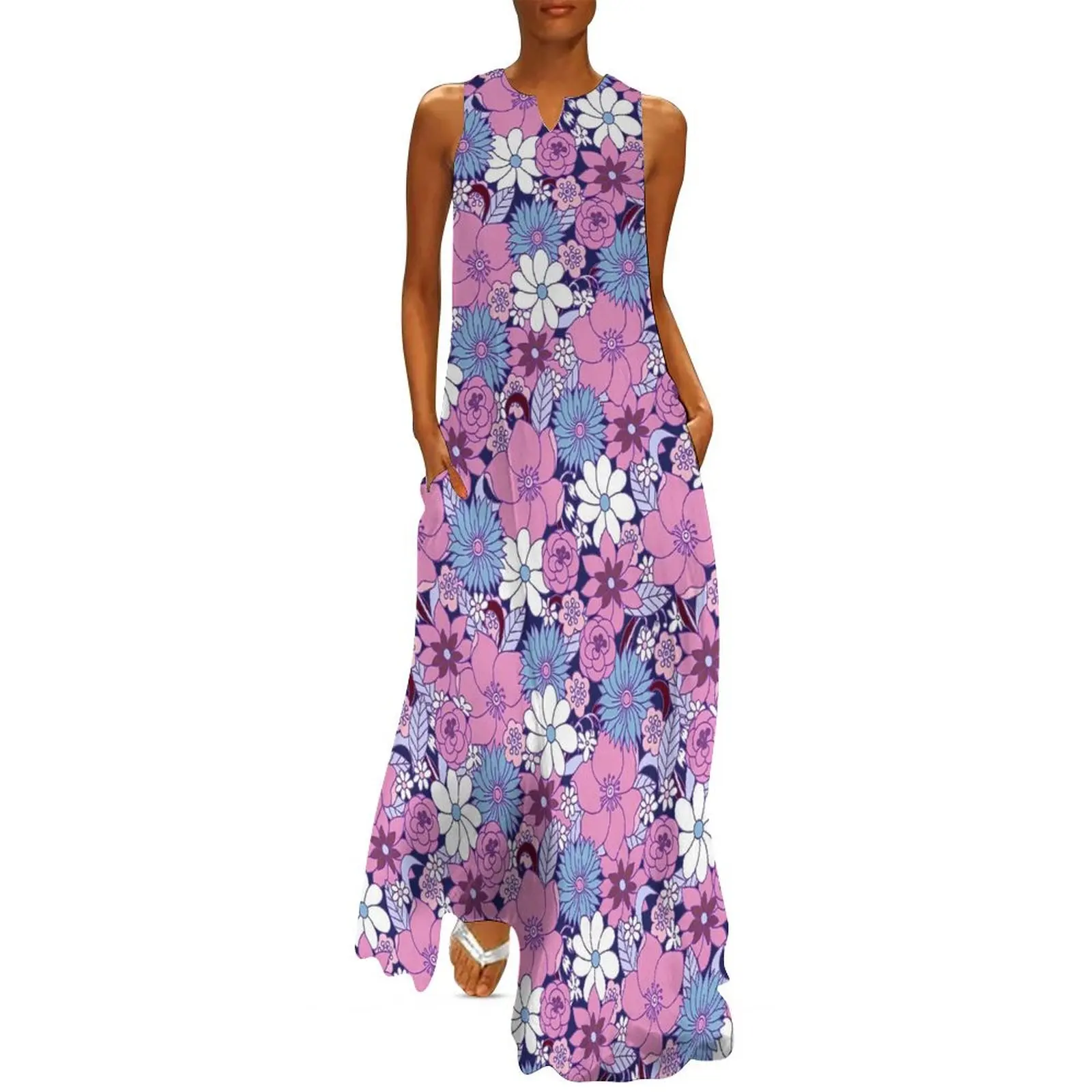 Boho Blumenkleid Sommer 80er Jahre Stil Blumen Street Style Lässige lange Kleider Damen Design Elegantes Maxikleid Große Größe 5XL