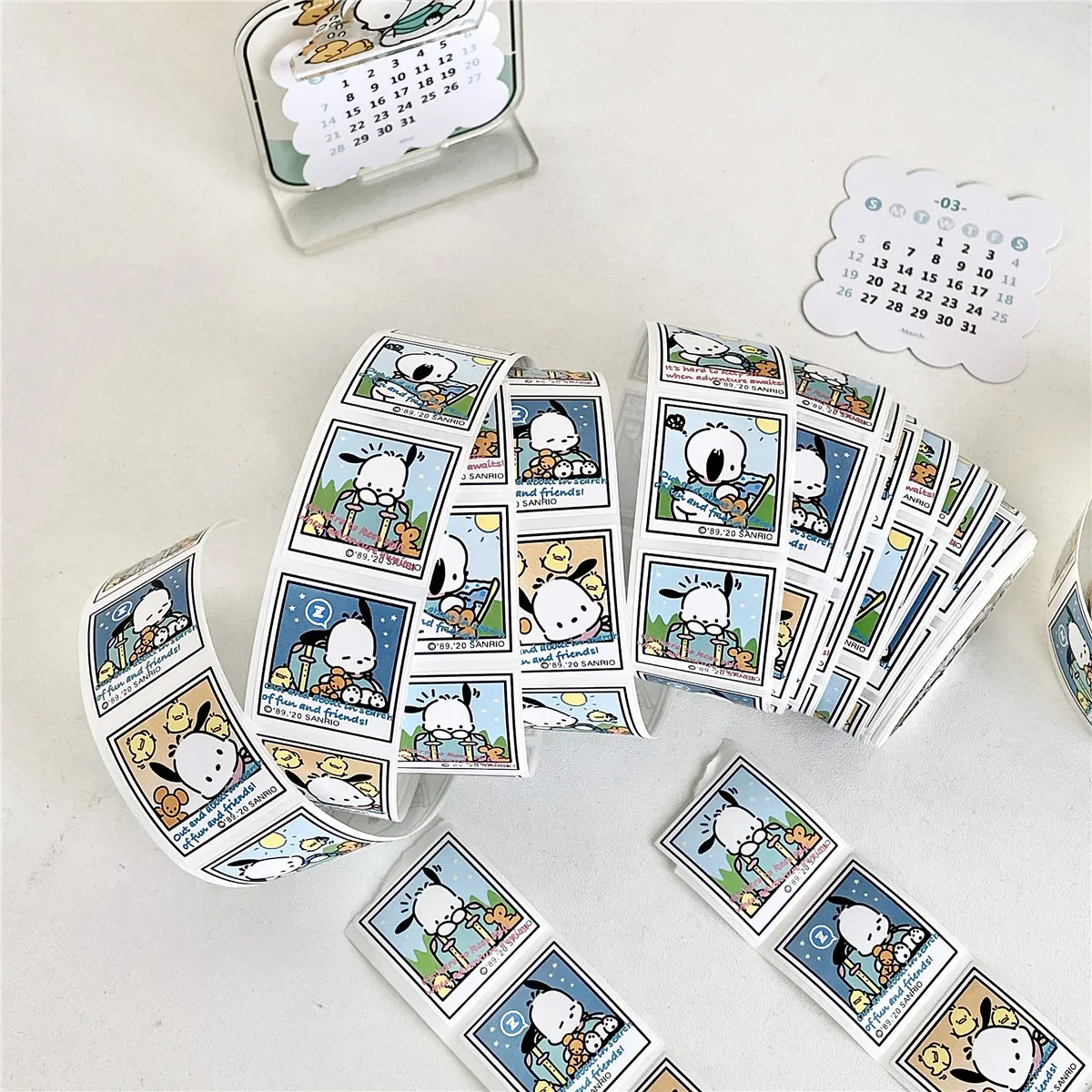 200pcs Kawaii Sanrio Pochacco Sticker Travel Scene Hand Account Diy Goo Card Decoration Sticker Cute Cartoon Seal Sticker