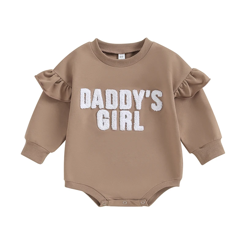 

Baby Girl Clothes Daddy s Girl Romper Ruffles Long Sleeve Sweatshirt Romper Baby Bodysuit Spring Fall Outfit