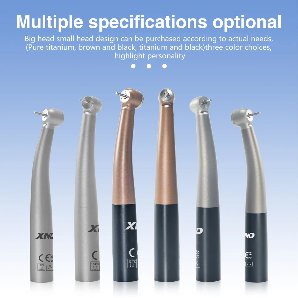 XND Titanium Alloy Dental High Speed Handpiece with Fiber Optic Air Turbine Standard Head Tool Compatible with Kv Connector