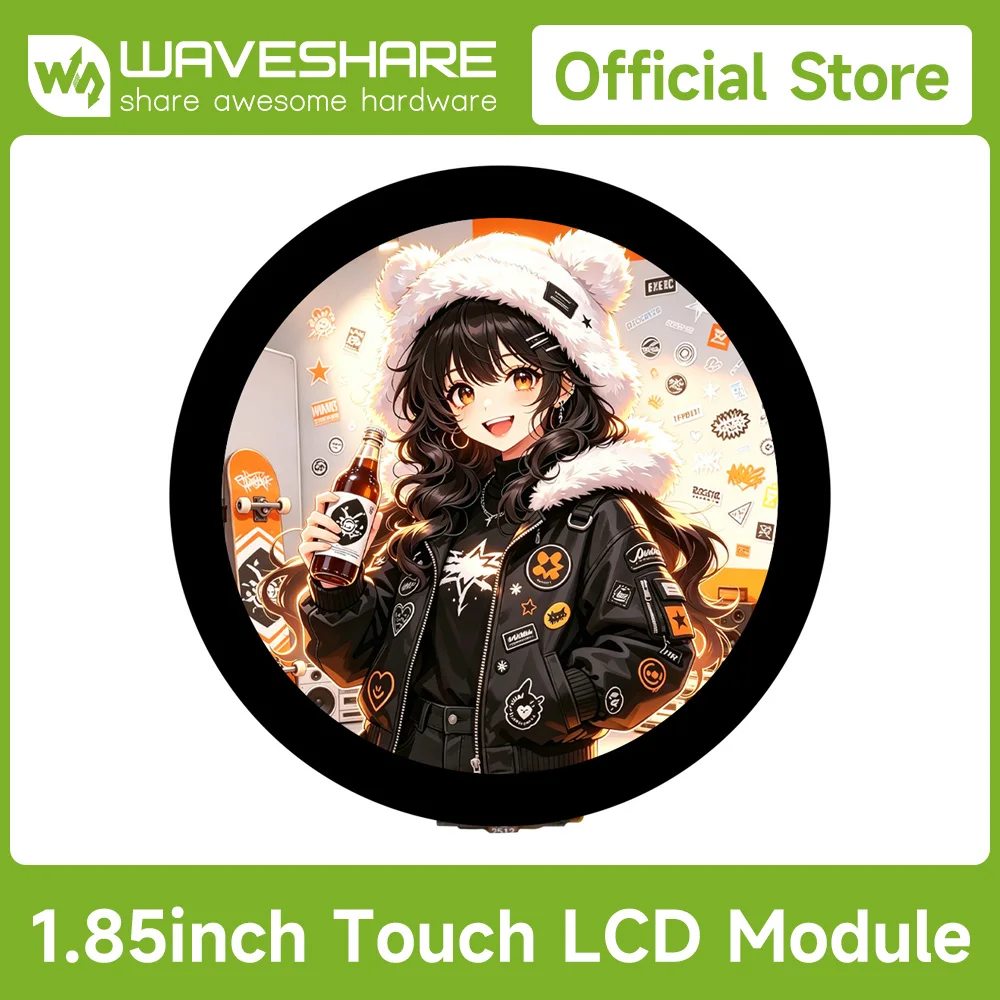Waveshare 1.85inch Touch LCD Display Module, 360 × 360 Resolution, 262K Color, QSPI And I2C Communication, Built-in ST77916