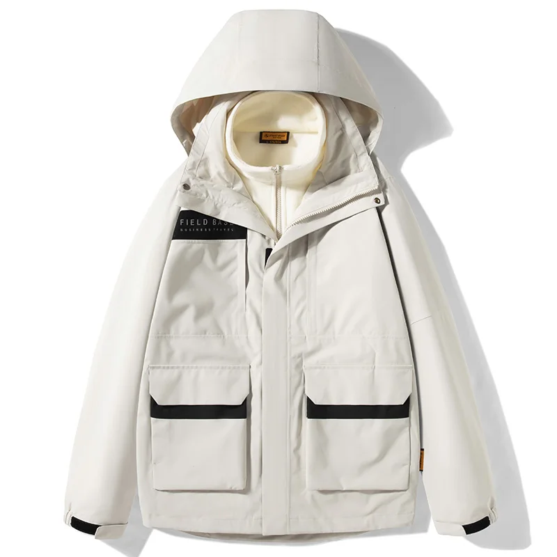 

Молодежный стильный плащ 3-в-1, современная куртка Techwear с несколькими карманами и флисовой внутренней частью для городского исследования