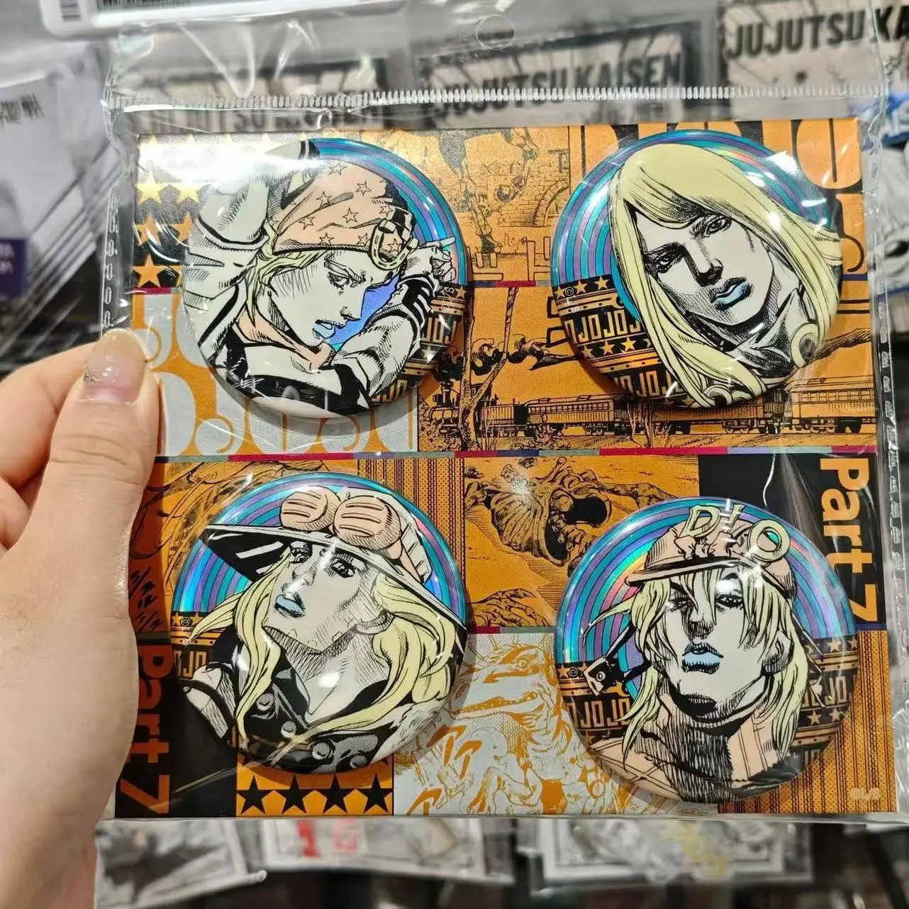 Pin Redondo de Anime JJBA Steel Ball Run, Julius Caesar Zeppeli, Jonathan Joestar, Artículos de Anime JOJO, Adorno para Bolsa Ita, Regalo