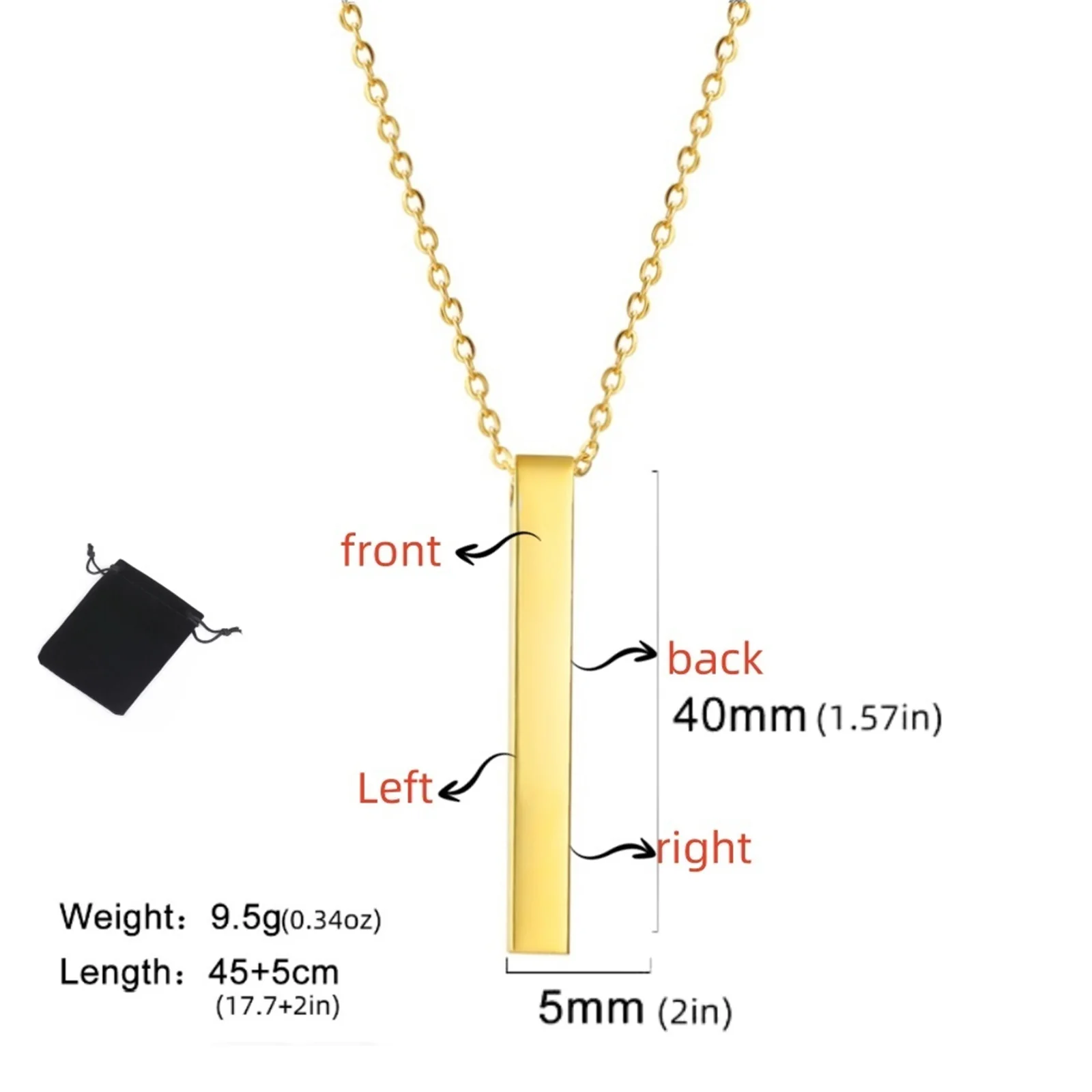 Customized Multi-Sided Engraved Necklace for Couples