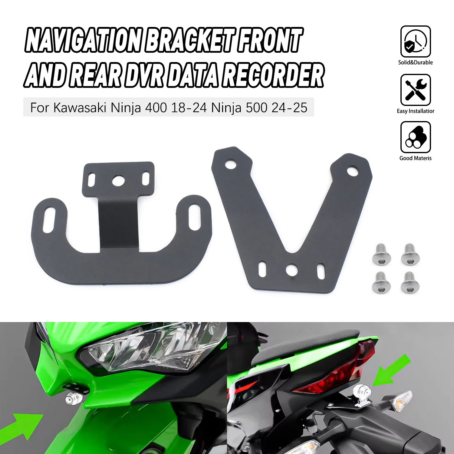 

Motorcycle For Kawasaki Ninja400 2018-2024 Ninja500 20242025 Modified Riding Bracket Driving Recorder Spotlight Extension Holder