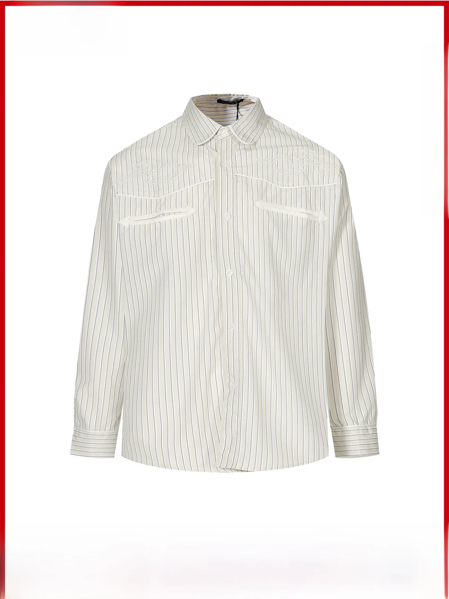 GPstudio American Style Heavy Embroidery Striped Long Sleeve Men's Shirt 2026 New Design Sensation Personality Shirt