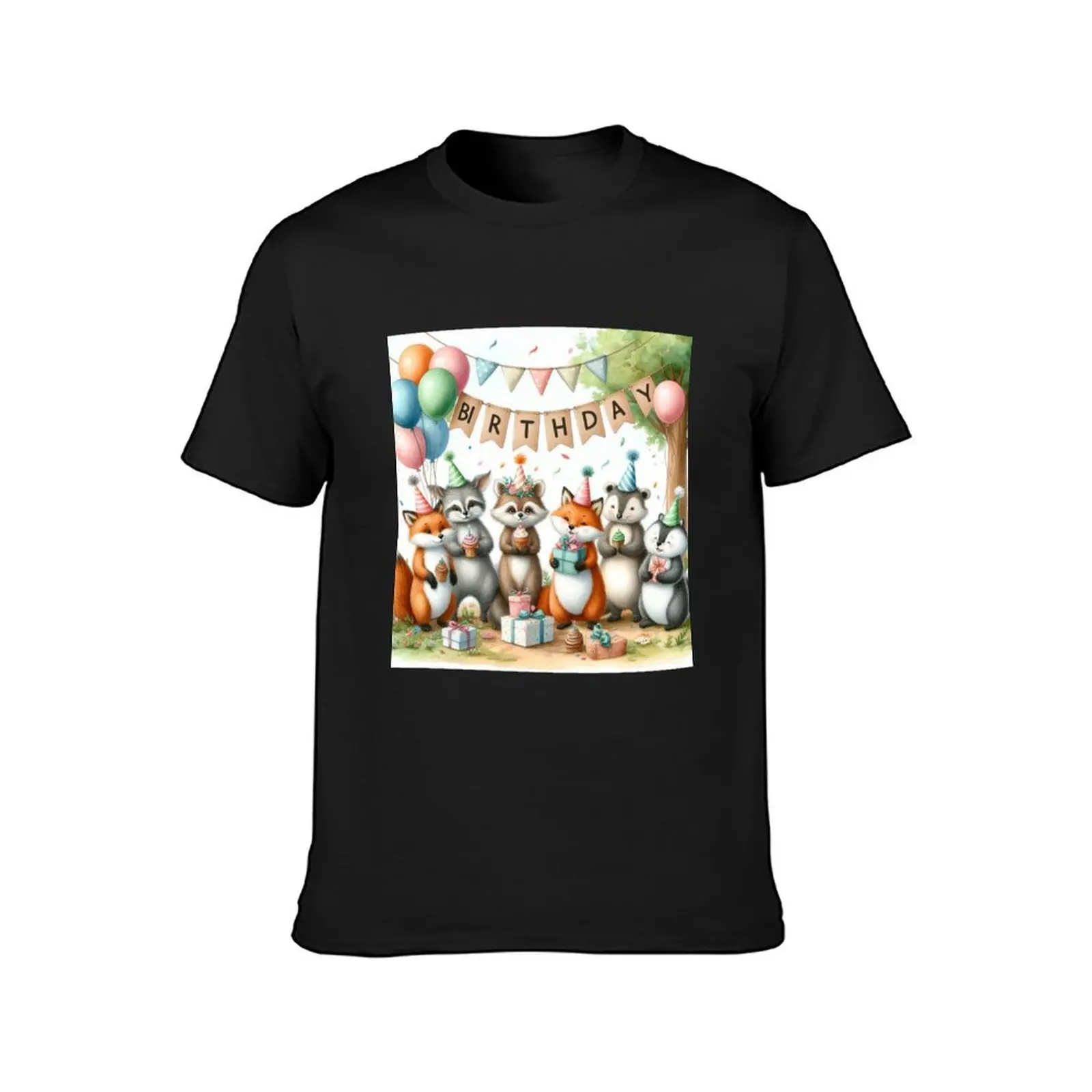 Furry Friends Fiesta T-Shirt kawaii clothes funnys animal prinfor boys plus size tops mens champion t shirts