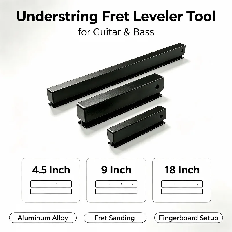 New Understring Fret Leveler Tool, Aluminum Alloy Fret Sanding Beam for Guitar Bass Fingerboard Repair & Setup