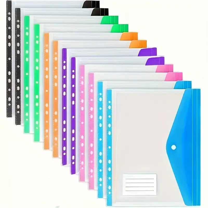 6 Pack A4 Binder Pocket Organizer Folders, Expandable Folders Plastic Envelopes Binder Folders , For School Office Home