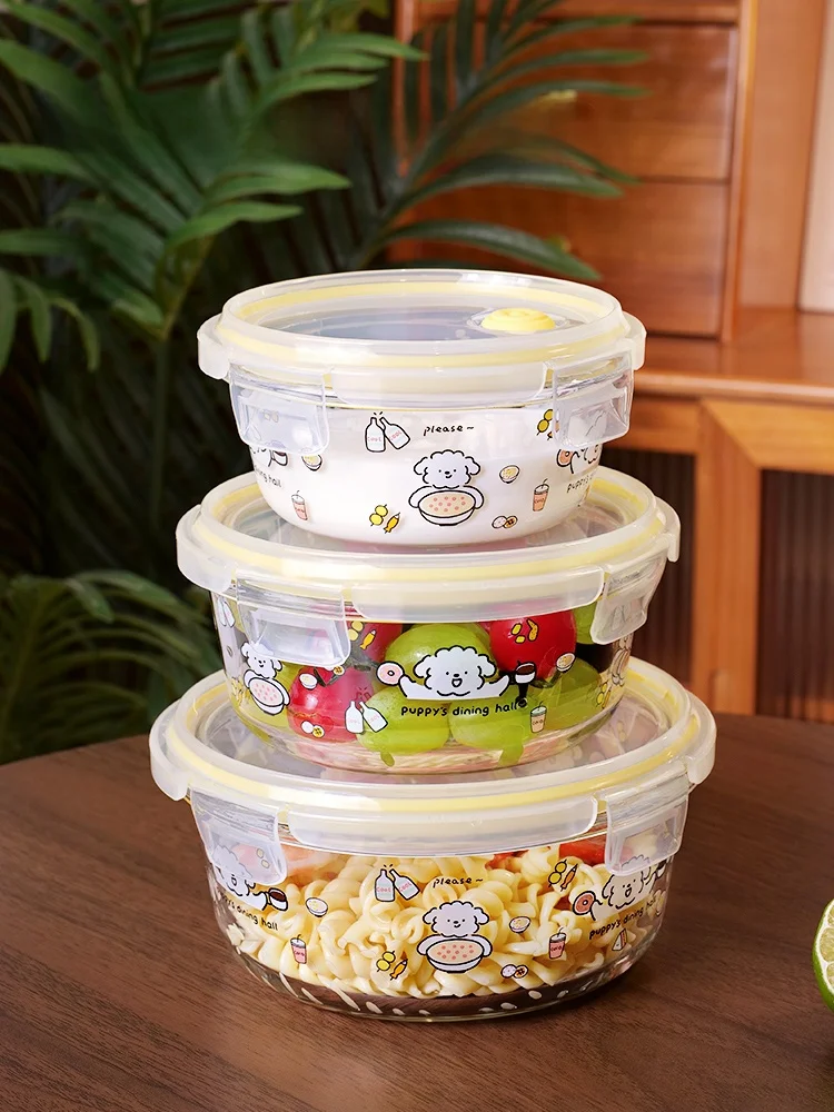 

Высококачественная стеклянная микроволновая емкость из боросиликатного стекла для обедов и супов, для офиса и дома, с высокой эстетической ценностью, контейнер для еды