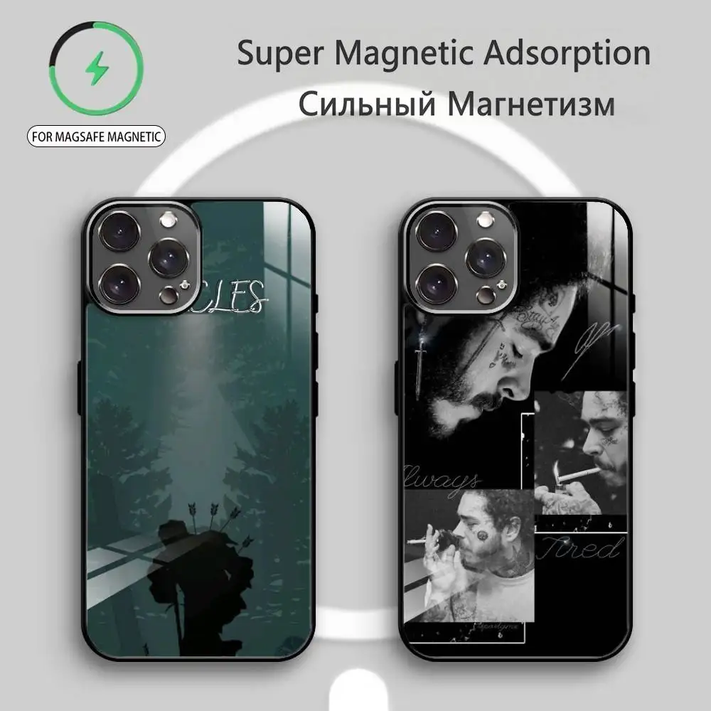 

King P-Post M-Malone Phone Case For iPhone17,16,15,14,13,12,11 Plus,Pro Max Magnetic For Magsafe Wireless Charging