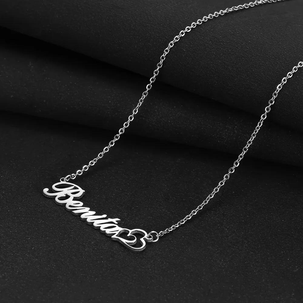 Personalized Double Heart Custom Name Necklace Stainless Steel Customized Jewelry Wedding Romance Gift For Women Free Shipping view 5