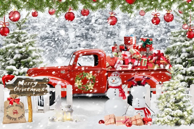 Candy House Christmas Photography Background Xmas Tree Winter Snowman Kids Birthday Party Baby Portrait Backdrop Photocall