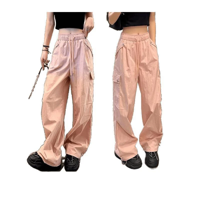 Calças de carga das mulheres zip outono algodão oversize elegante urbano social anti-rugas confortável para escritório profissional streetwear novo