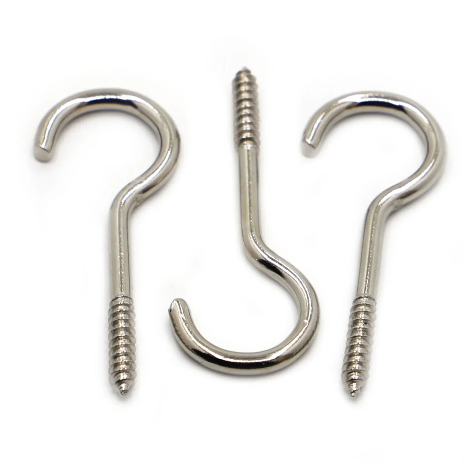 1#-14# Nickel Plated Carbon Steel Light Hook Ring Question Mark hooks Sheep Eye Hook Screws Wood Self-tapping Screw Hooking