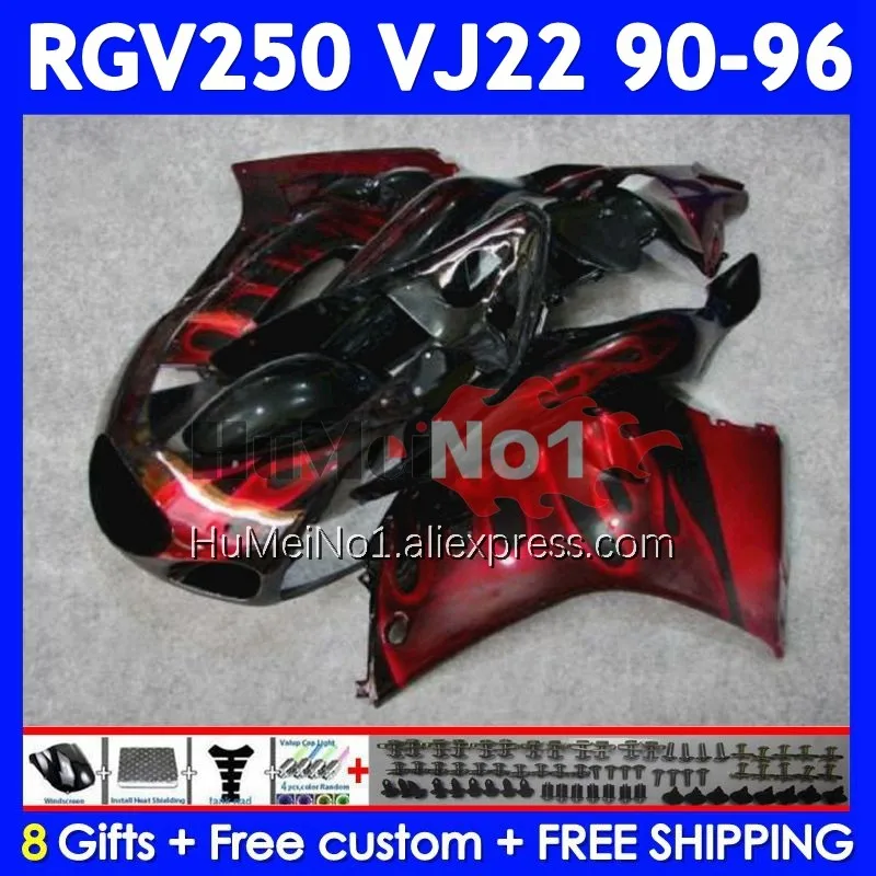 RGV250 For SUZUKI SAPC RGV-250 VJ22 109No.17 RGV 250 90 91 92 93 94 95 96 Red flames 1990 1991 1992 1993 1994 1995 1996 Fairing