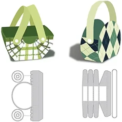 2 Styles 3D Basket Cutting Dies, Gift Box Metal Embossing Stencils Die Cut Set for Card Scrapbooking and DIY Craft Album Card