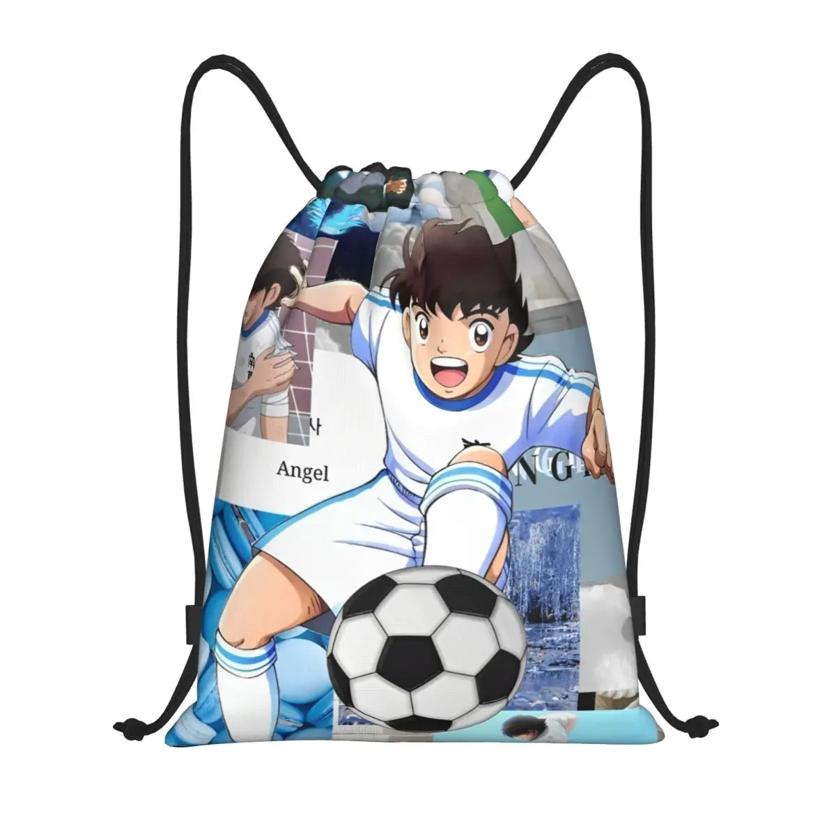 Anime Capitán Tsubasa Bolsas con cordón Mochila de baloncesto Mochila de gimnasio Wakabayashi Genzo Bolsa de cuerda para yoga 36 cm (ancho) x 43 cm (alto)