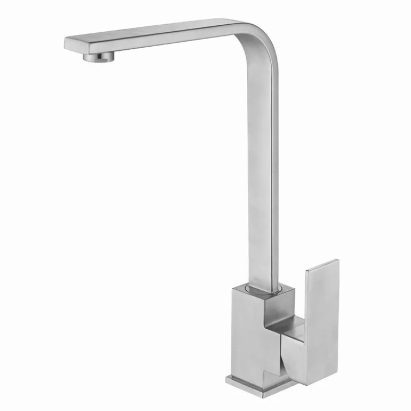 

Kitchen Splash Proof Faucet 304 Stainless Steel Deck Mounted Kitchen Sink Tap Square Hot And Cold Water Faucets Brushed Nickel