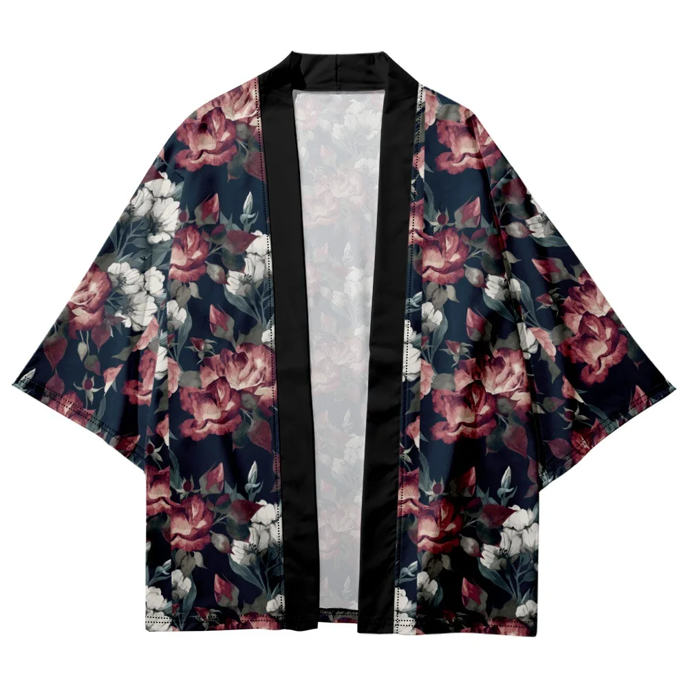 

Cardigan Women Men Harajuku Haori Kimono Cosplay Top Shirts Yukata Robe Black Print 6XL 5XL 4XL Loose Japanese Streetwear