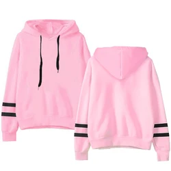 New Autumn Womens Hoodie Long-Sleeved Lazy Style Top Daily Striped Slim Fit Sweatshirts Solid Color Versatile Casual Tracksuit