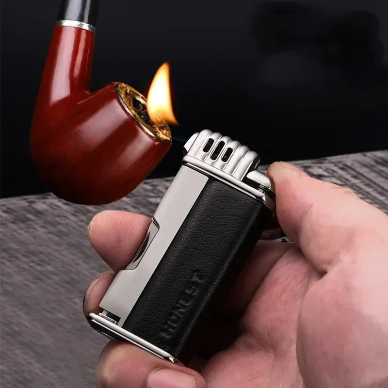 

Metal Vintage Inflatable Lighter Multi functional Special Pipe Oblique Open Fire Boutique Business Men's Gift Cigar Lighter