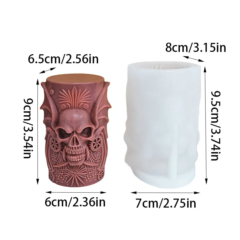 [Phantom of the Night] Purple Skull Steampunk Silicone Mold Dark Style Aromatherapy Candle DIY Tool Halloween Gothic Style Decoration Making Tool