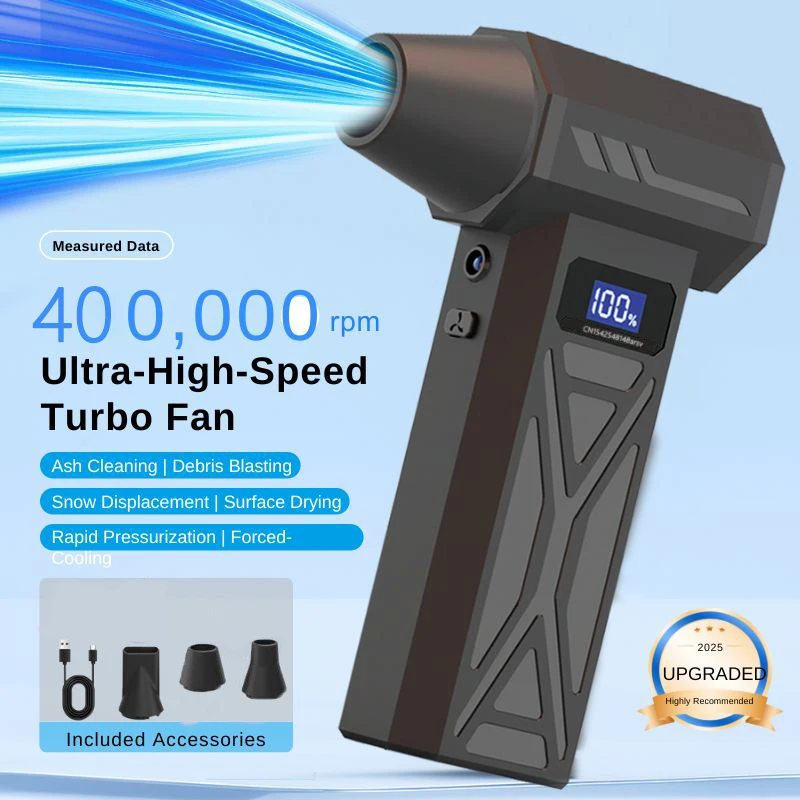 

400000 Rpm Turbo Fan 5 Nozzles USB-C Car Electronics Bbq Multi-USE Air Blower Portable Strong Air Duster Clean Tool
