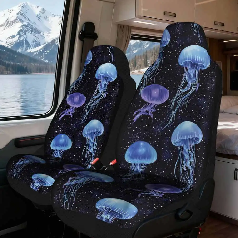 2pcs Car Seat Covers Set, Cosmic Jellyfish Dance Print, Premium Vehicle Seat Covers. Stylish Design Fits Daily Commutes, Weeken