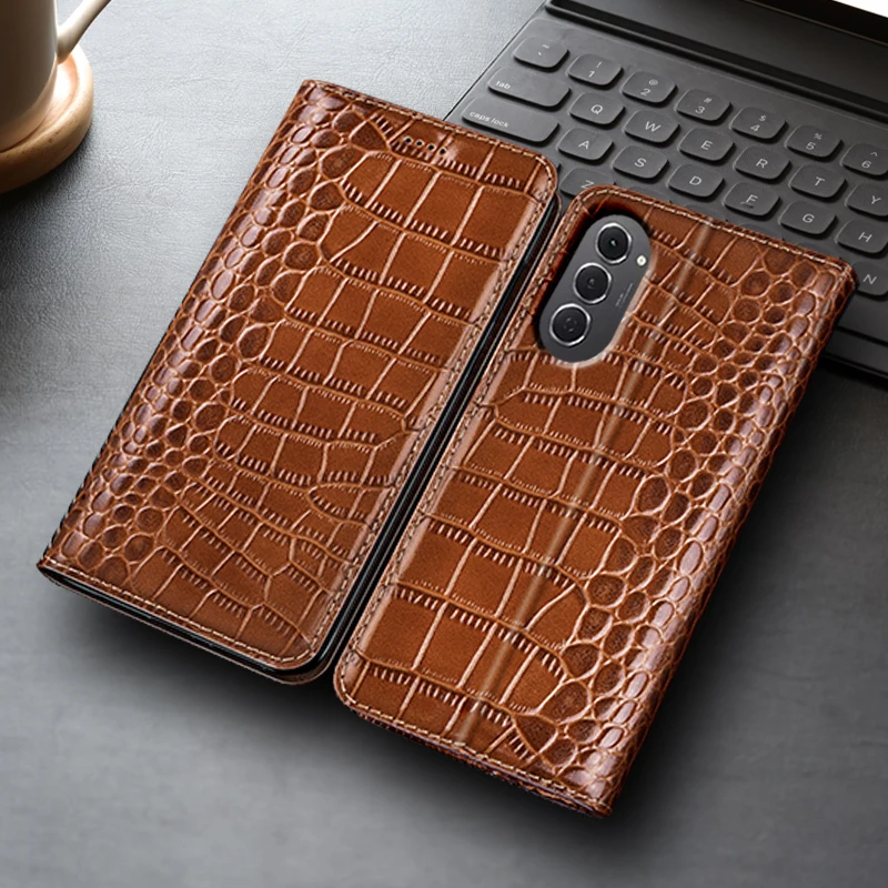 Crocodile Genuine Leather Flip Case For Infinix Zero 20 30 40 X Pro Neo Ultra 4G 5G 2022 2023 Wallet Cover Cases Scratch Proof view 2