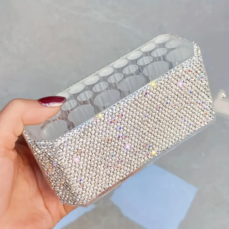 26 ثقوب فرش الأظافر صندوق تخزين حجر الراين الماس الاكريليك أدوات الأظافر حامل منظم مسمار فُرش رسم تخزين عرض الرف