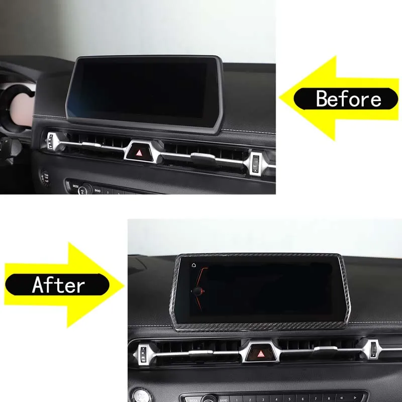 

For Toyota GR Supra A90 2019-2025+ Car Navigation Decorative Frame Sticker Car Protection Accessories 1Pcs Real Carbon Fiber