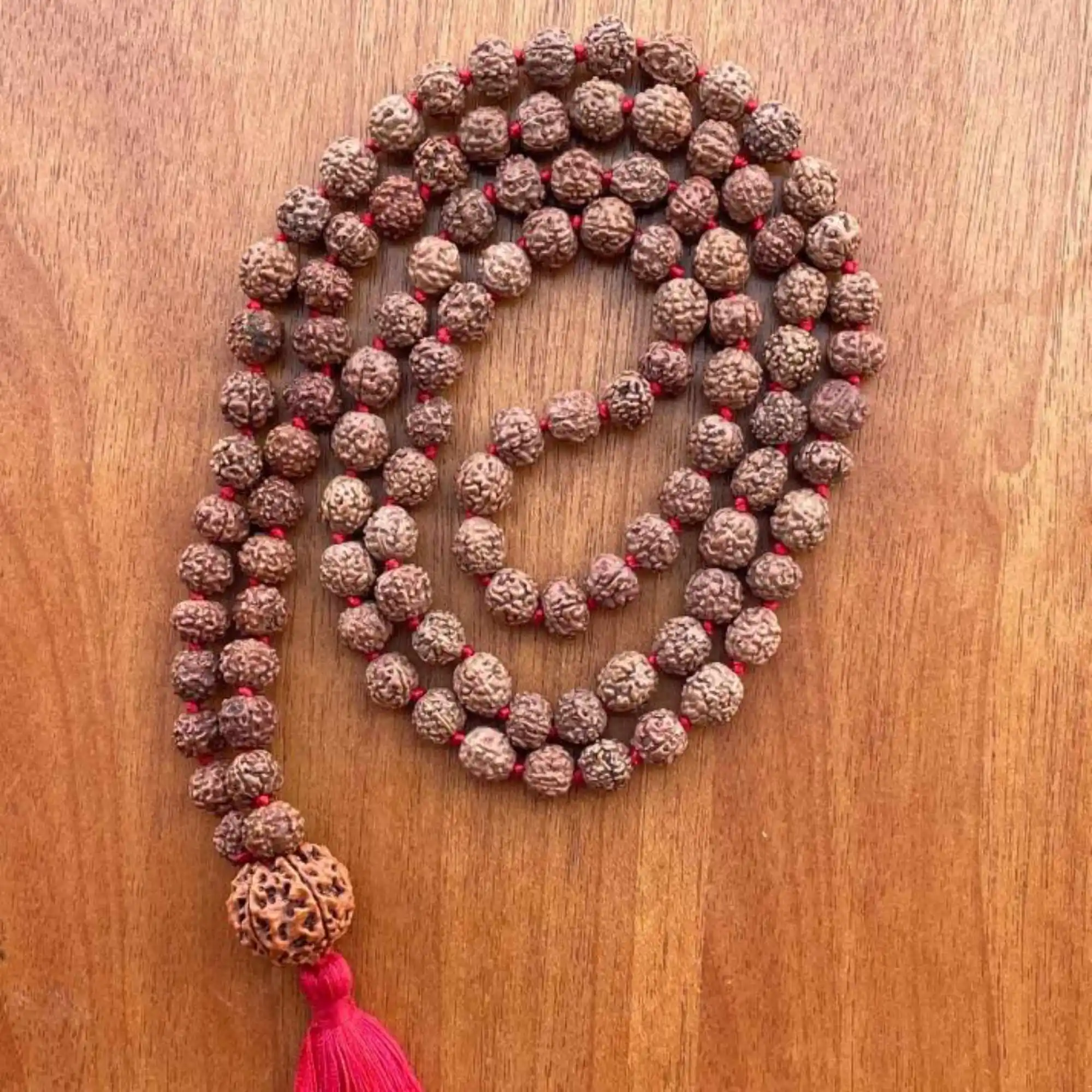 

Natural 8mm brown round Rudraksha Prayer mala 108+1 knot Necklace Prayer Jewelry Day Fragrant Chakra Cuff Energy Restore Men