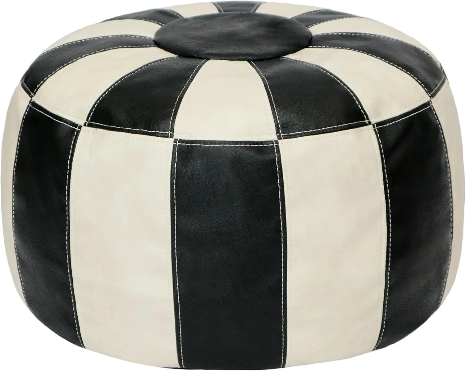 

Unstuffed Moroccan Ottoman Pouf Cover, Footstool Storage Solution, Bean Bag Chair, Foot Rest, Multi-Black&White