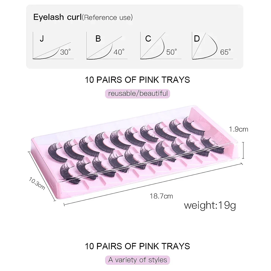 10Pairs Lashes DD Curl 8-23mm Russian Lashes 3D Mink Eyelashes Reusable Fluffy Russian Strip Lashes eyelash extension