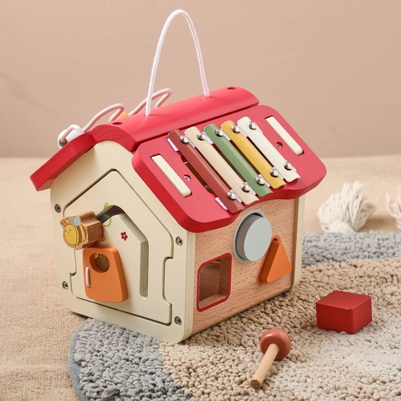 

Wooden Montessori Toys Baby Multi Functional Music House Instrument Toys Kids Houses Blocks Early Childhood Education Game Gifts