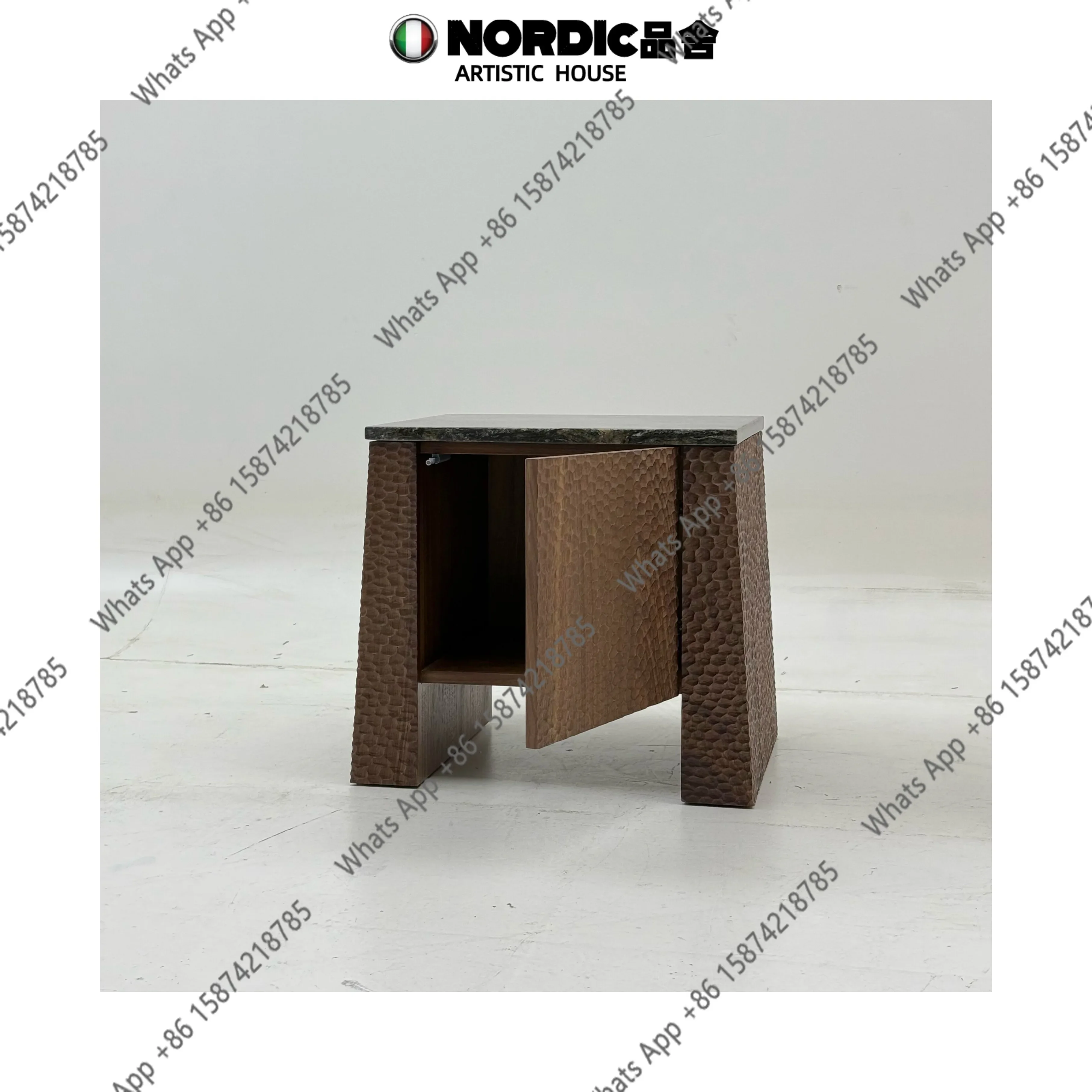 

30 Wabi Sand Wind Designer Solid Wood Hammer Marble Living Room Home Medieval Square Bedside Table American Simple French