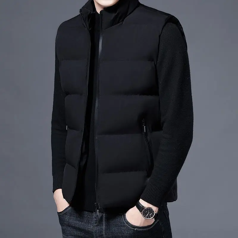 

Men's down Cotton Vest 2025 New Autumn Winter Outerwear Warm Stand Collar Casual Jaet Svel Zipper Closure Color