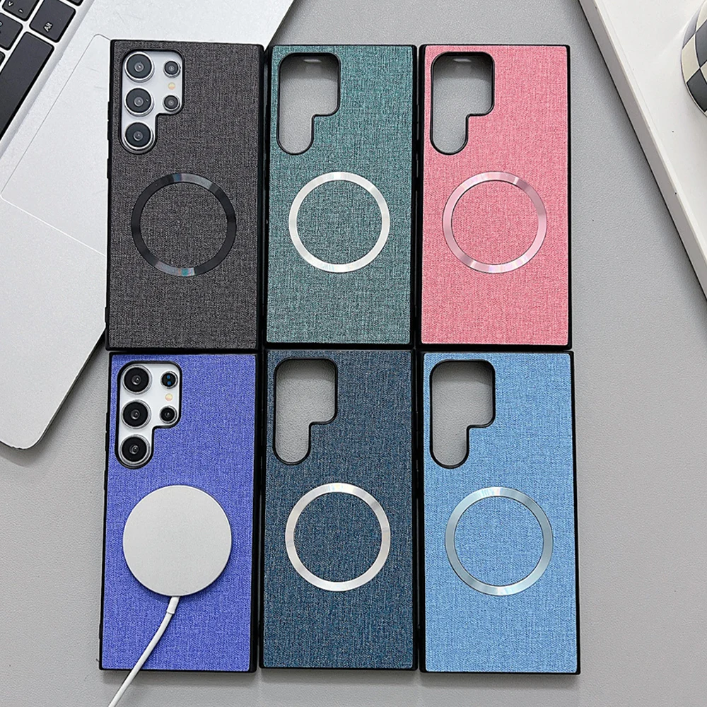 Luxury Magnetic For Magsafe Phone Case for Samsung S25 Note 20 S24 S23 Plus FE S21 S22 Ultra A55 A35 A15 Wireless Charging Cover