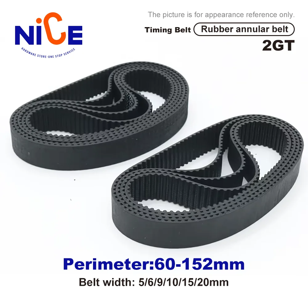 GT2 Rubber Timing Belt 2GT Closed-loop Synchronous Bandwidth 5/6/9/10/15/20mm Perimeter 60-152mm Are Suitable For 3D Printers