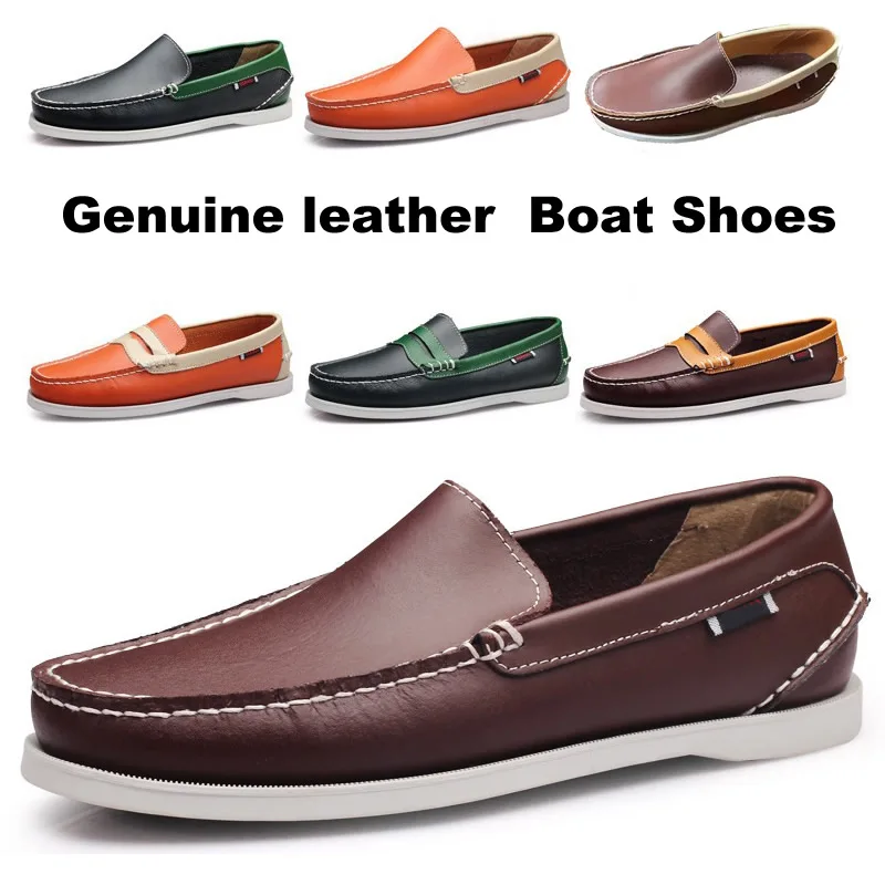 2025 Fzttfo Genuine Leather Loafers Men Moccasin Driving Shoes Causal Men Shoes Footwear Docksides Classic Boat Shoes