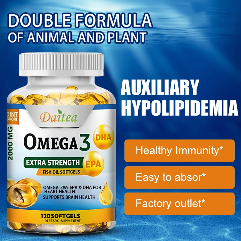 Omega-3 Fish Oil Rich in DHA and EPA for Joint, Brain and Skin Health, Overall Health and Immune Support