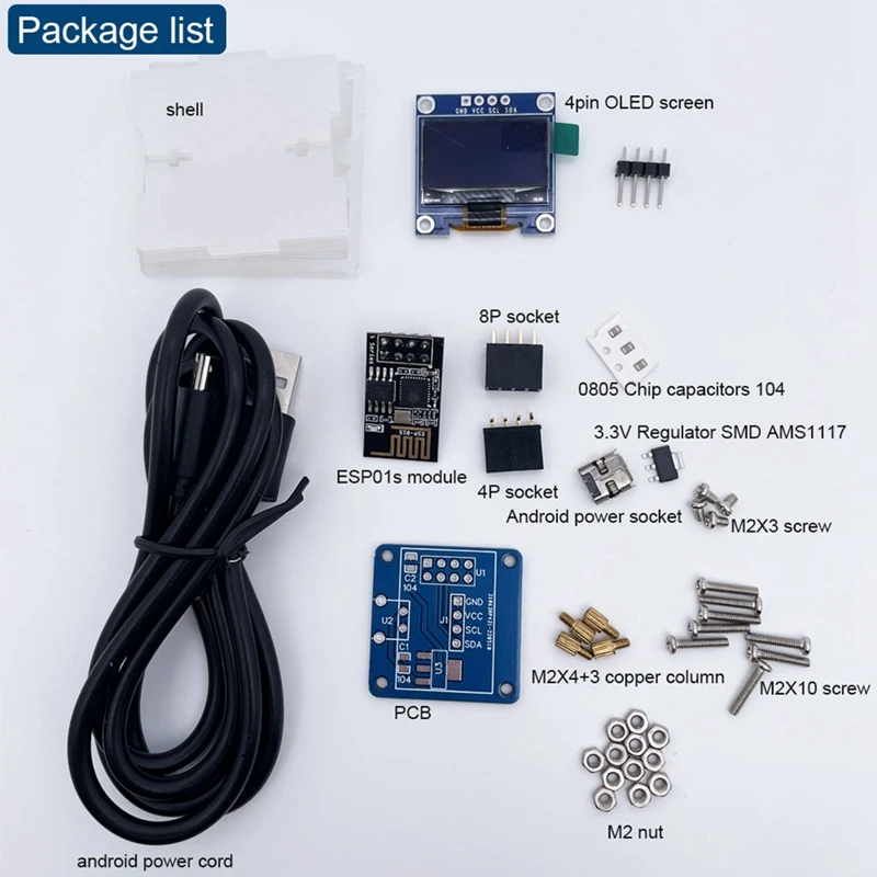 ESP8266 DIY Electronic Kit Mini Clock OLED Display Connect With Shell DIY Soldering Project