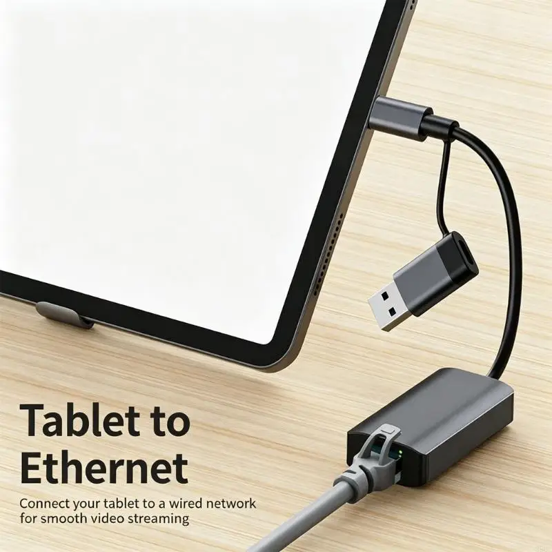 RJ45 Ethernet Dongle with USB-A and Type C Host Plugs, 10/100/1000 Mbps Speeds, No Driver Installation, and Home Office 896C