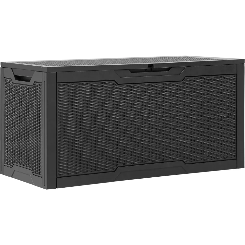 

100 Gallon Outdoor Storage Box, Lockable Storage Container for Cushions, Tools, Equipment, Large Water Resistant Resin Deck Box