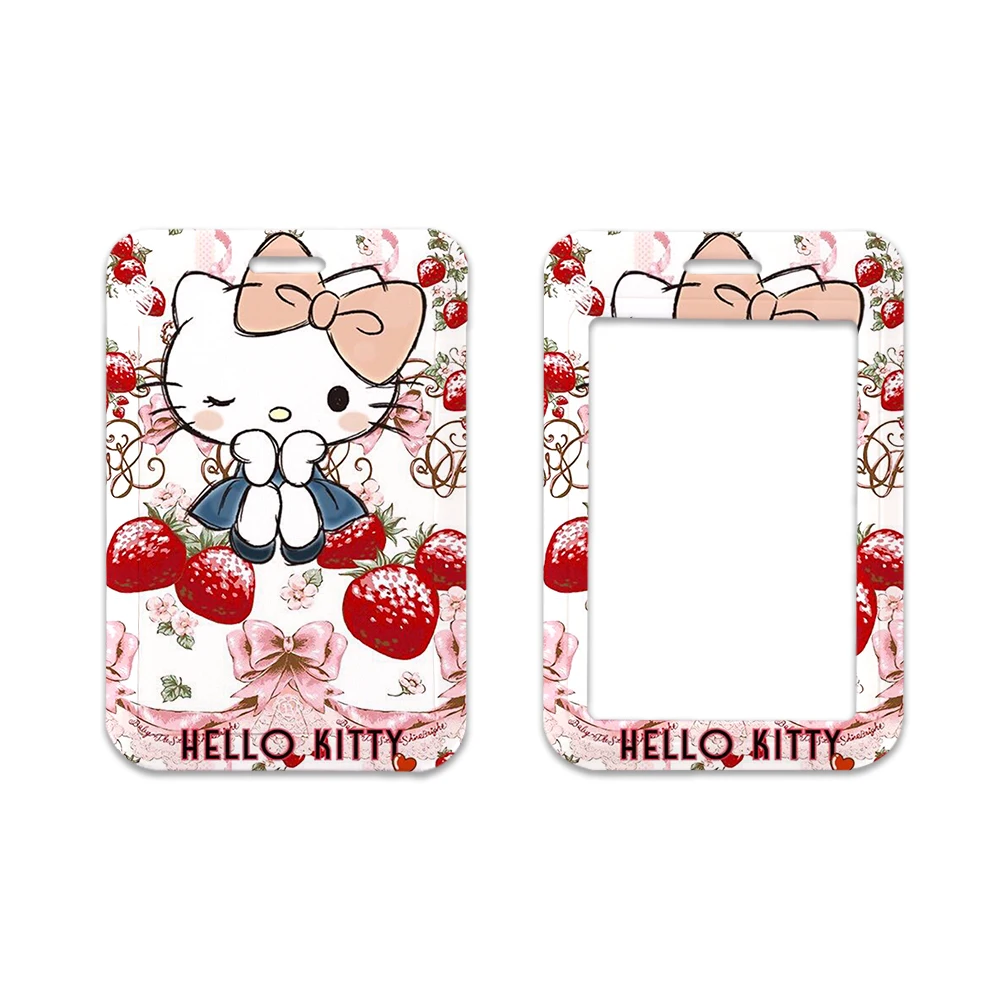 W sanrio Hello KittykromiラムスクールカードIDホルダー、キーチェーンバッグペンダント、アニメストラップ、3 "写真