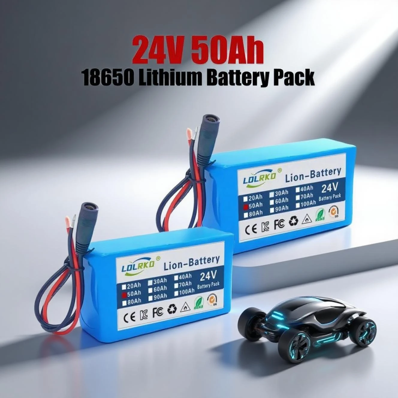 Batterie au Lithium 24V 6S2P 48000mAh 18650 avec BMS haute capacité pour équipement de Camping de moto électrique avec chargeur